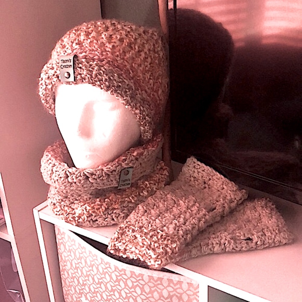 3pc set BEANIE, NECKWARMER, FINGERLESS GLOVES